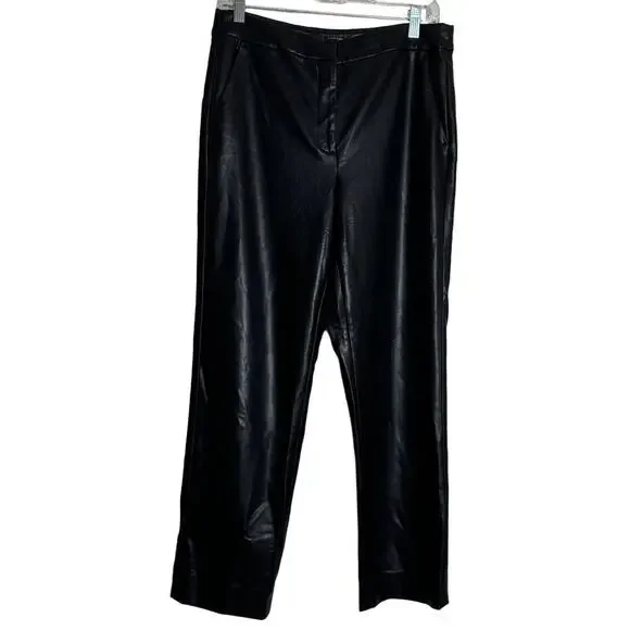 J.CREW Collection Kate Straight-Leg Pant In Vegan Leather Black Size 8