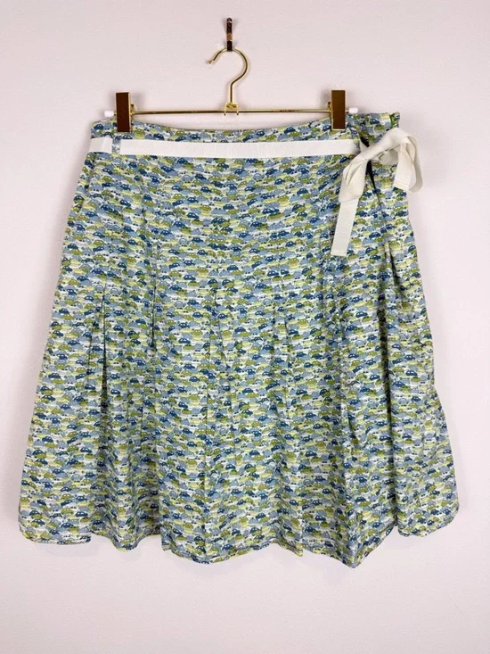 Vintage J. Crew Green Pleated Car Taxi Cab Skirt Size 8