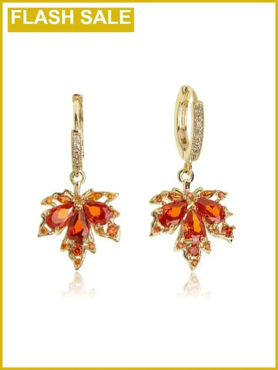 Small Hoop Dangle Earrings for Women Rhinestone CZ Leaf Flower Butterfly