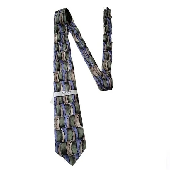 NWT Arrow men's Phoenician tide silk tie, green