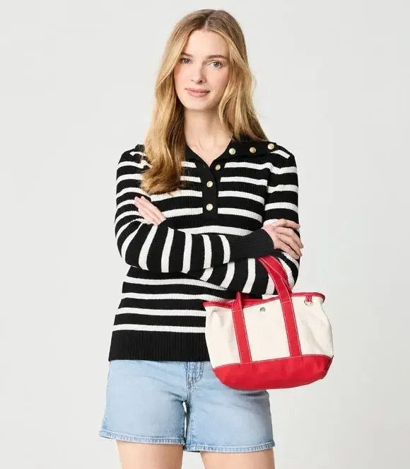 J. Crew Womens Sweater 2X Plus Ribbed Cotton Stripe Nautical CE737