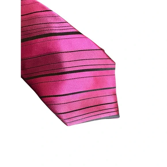 City of London Men's Tie Pink Black Diagonal‎ Stripe 100% Silk 61x3.75