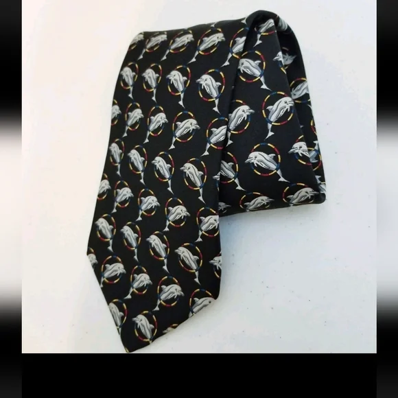 Brooks Brothers Men's Silk Tie Dolphins Hoop 55 In Classic