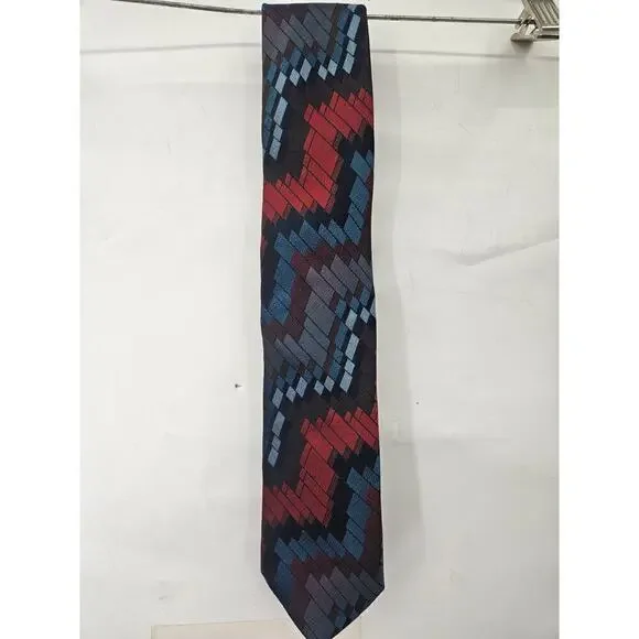 Missoni 100% Silk Neck Tie Blue Green Geo Old Money Made In Italy