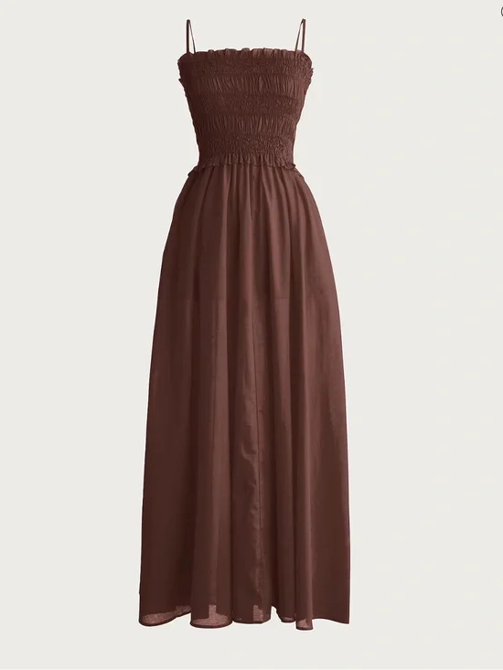 J Crew Smocked maxi dress in cotton voile CI259 Size 3X Brown NWT $148 Vacation
