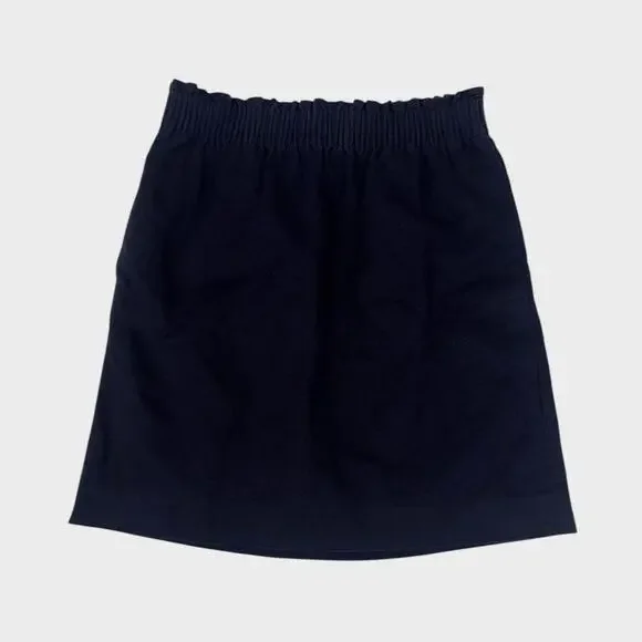 J. Crew Factory Size 00 Navy Blue Skirt Elastic Waist Linen Cotton Blend