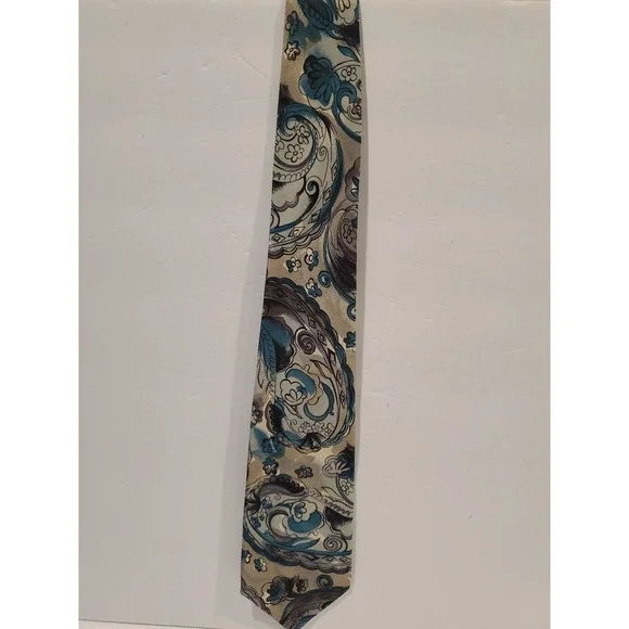 Danielli Milano Silk Necktie - Made in Italy - Blue Gray Paisley Abstract
