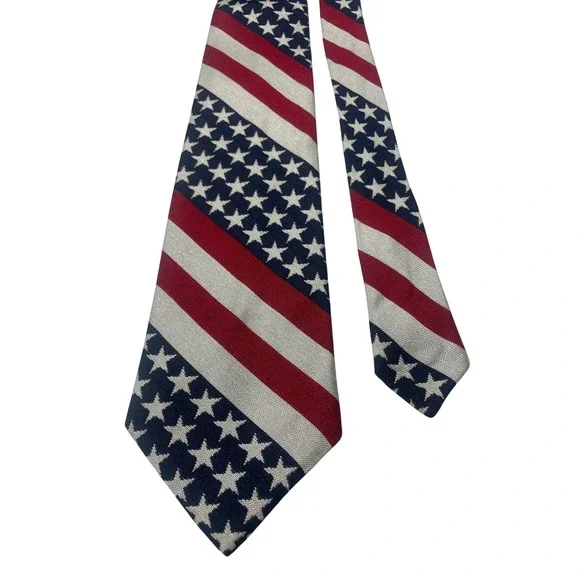 Vintage 90s Buccaneer American Flag Woven Traditional Wide Tie Men's OS