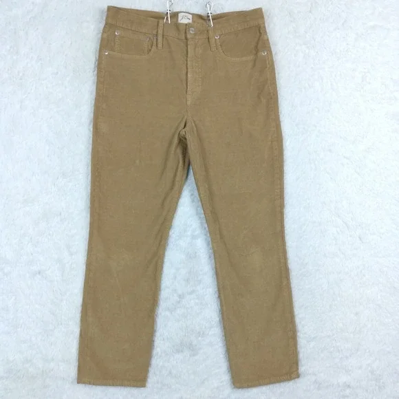 J. Crew Pants Womens Vintage Slim Straight Corduroy Camel Brown High Rise 30