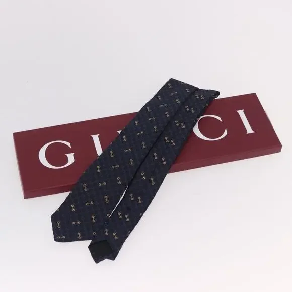 Gucci Horsebit Necktie Silk Jacquard Blue