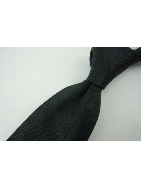 Eton Coal Black Woven Basketweave 100% Silk Tie Brand New With Tags