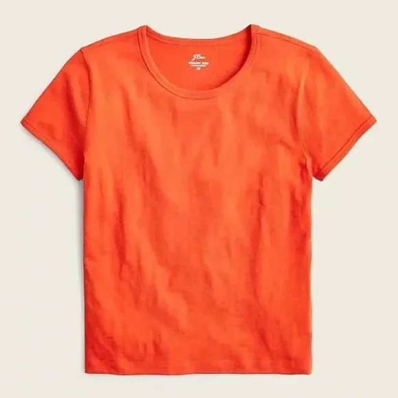 🌹 J. CREW 🌹 '90s Cropped Organic Slub Cotton T-shirt - [XXS, Orange]