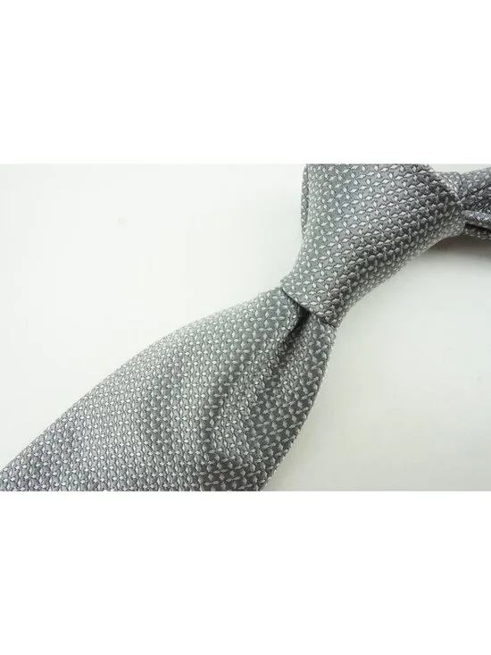 Canali Stainless Steel Ivory Botanical Looking Silk Tie Brand New With Tags