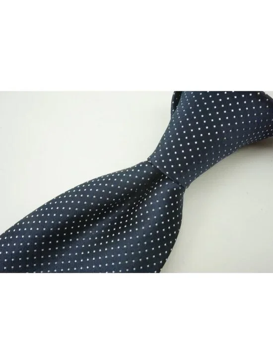 Canali Navy Blue Ivory White Pin Micro Dot 100% Silk Tie Brand New With Tags