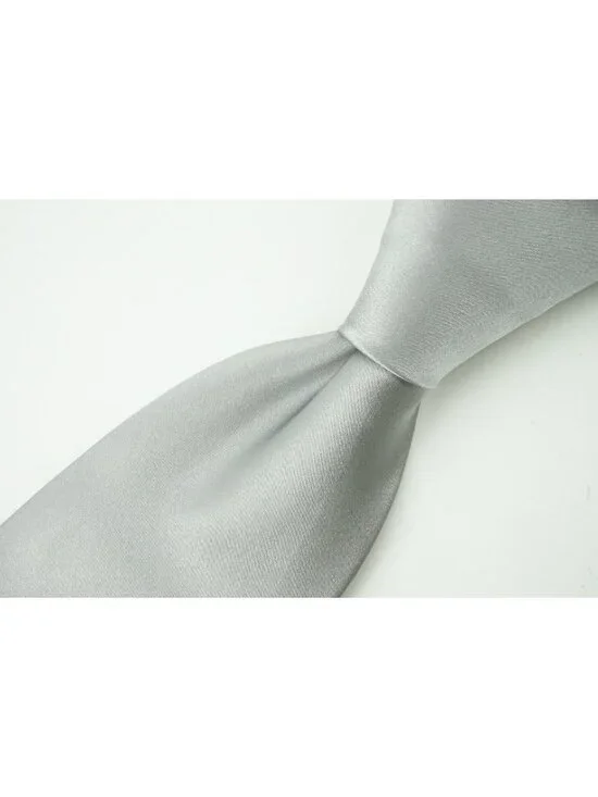 Canali Solid Sateen Stainless Steel Gray 100% Silk Tie Brand New With Tags