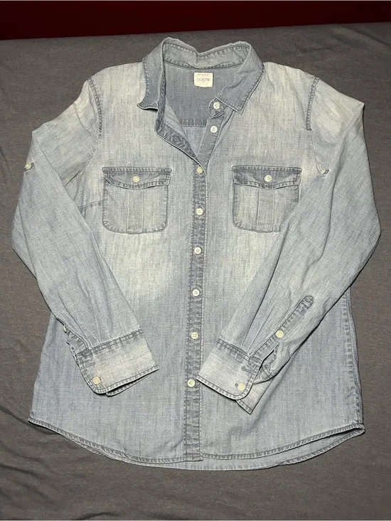 J. Crew Light Blue Denim Button-Down Shirt
