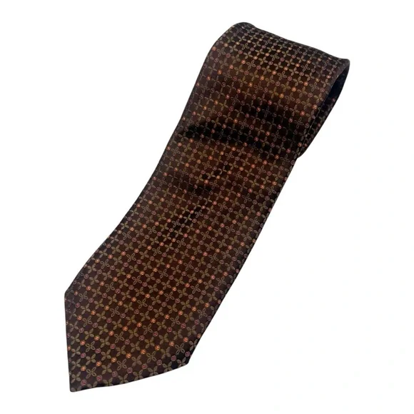 Canali Brown‎ Printed Silk Tie