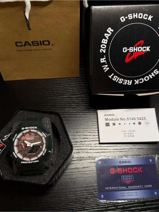 Casio G-Shock Black and Green Men's Analog-Digital Sport Watch