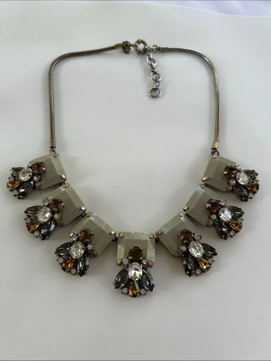 J. Crew Enamel & Rhinestone Cluster Statement Necklace