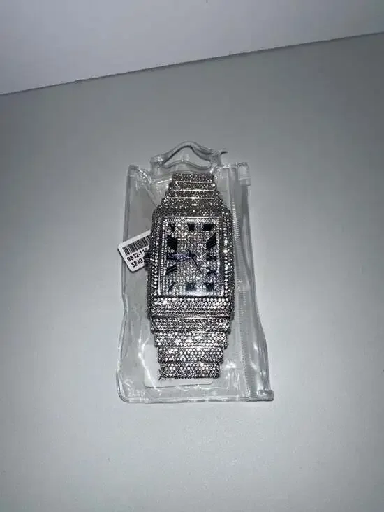 Ice Star Fully Iced Out Diamond Rectangle Watch Silver