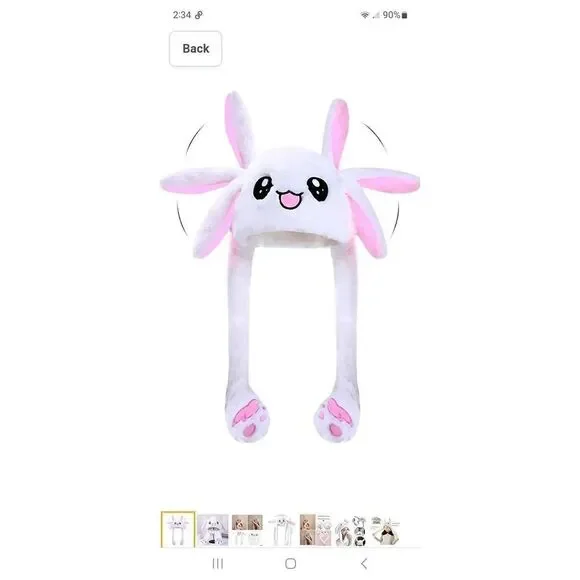 New Girls Easter Bunny Rabbit Hat Ears Move Pink White CUTE NWT