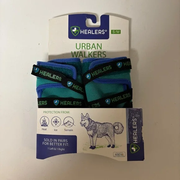 Healers‎ Urban Walkers Dog Boots Teal Blue Size S/M Pair Protective Paw Wear