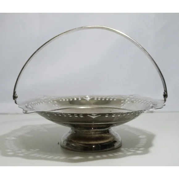 Vintage Silver Plated Filigree Basket 9