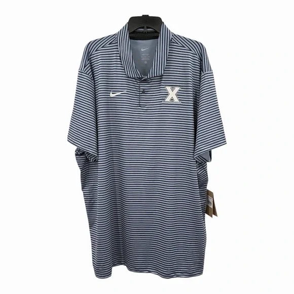 Xavier Musketeers Golf Polo Shirt Mens‎ 2XL Blue Striped NCAA Nike Dri Fit Tour