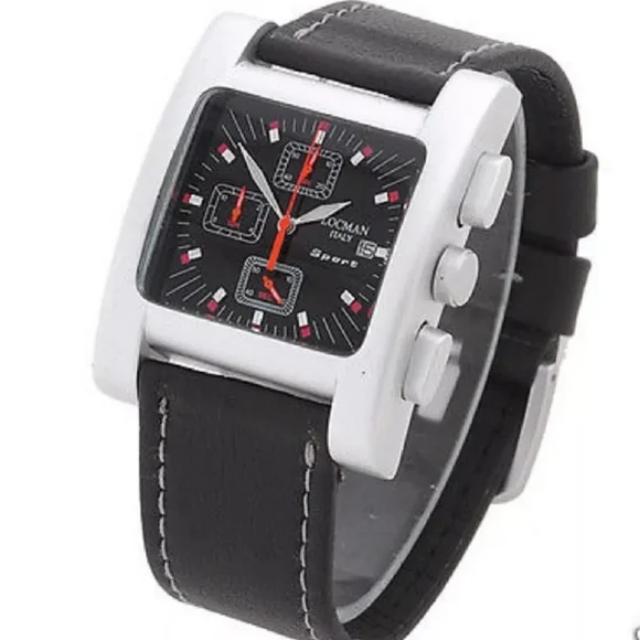 LOCMAN ITALY SPORT QUADRATO 428 MEN'S CHRONO BLACK DIAL WATCH