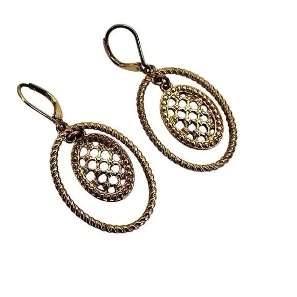 Gold tone oval earrings