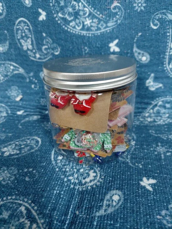 Mystery Jar Of Assorted Handmade Christmas Earrings...12 Pair