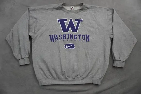 Vintage Nike Washington Huskies Sweatshirt Mens Large Gray NCAA Football 90s USA