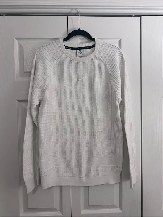 Nike White Men’s TechPack Crewneck Waffle Knit Sweater