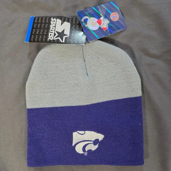 Starter Kansas State Wildcats Youth Beanie Purple Grey Knit Hat NWT