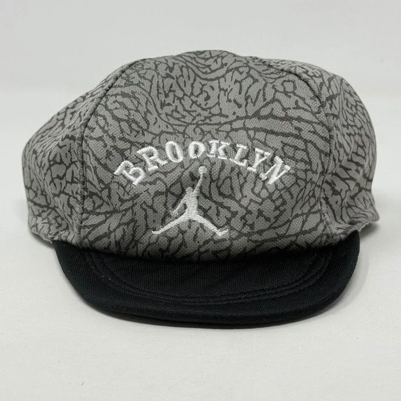 Jordan Brooklyn Elephant Print Grey Black Infant Hat Cap 12M Jumpman 7993-023‎