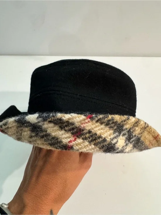 Kids Burberry Hat with Plaid Brim