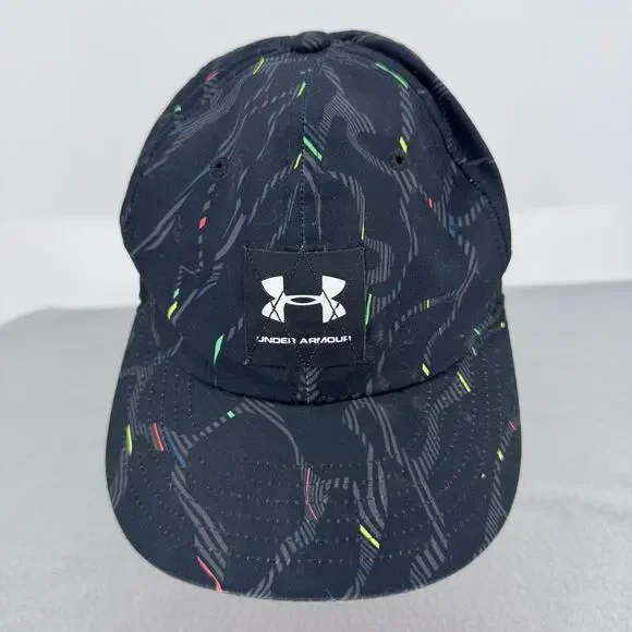Under Armour Black Graphic Flat‎ Fit Youth Hat Adjustable One Size UA Flat Fit