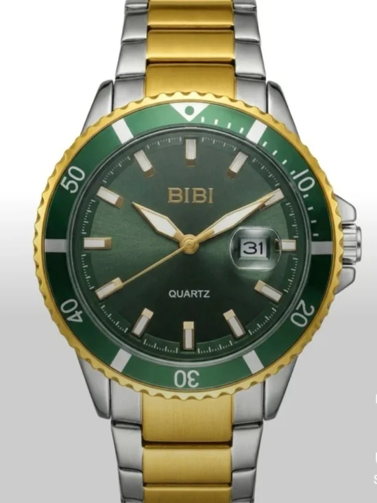BIBI Men's Green Dial Two-Tone Stainless Steel Watch