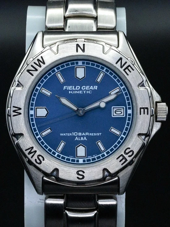 Seiko Alba Rare Field Gear YT57-0B20 Kinetic Vintage 40mm JDM Import Date Watch