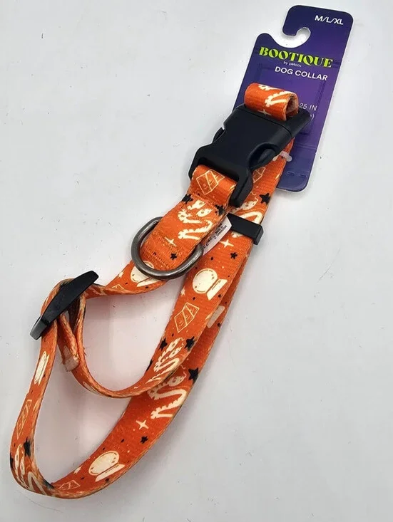 Bootique tarot-inspired Halloween dog collar in orange M/L/XL