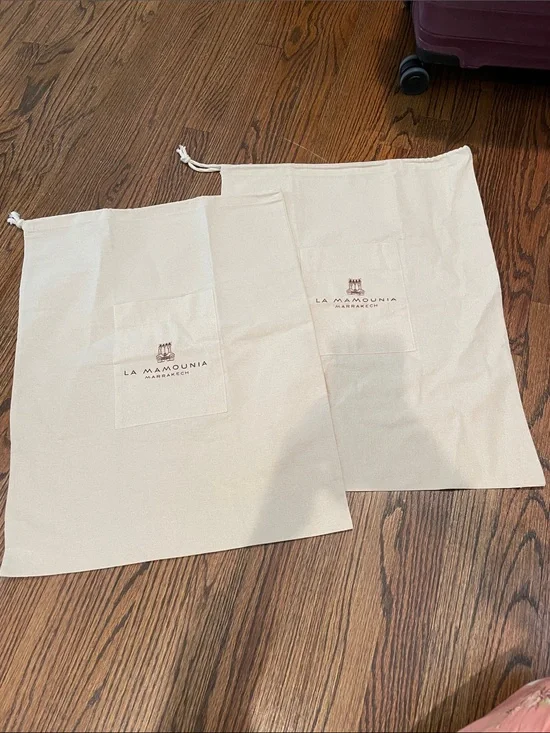 La Mamounia Cream Drawstring Dust Bags - Set of 2