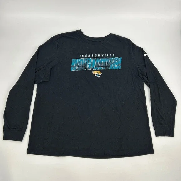 Jacksonville Jaguars Long Sleeve Shirt Men's XXL Black The Nike Tee NFL Football