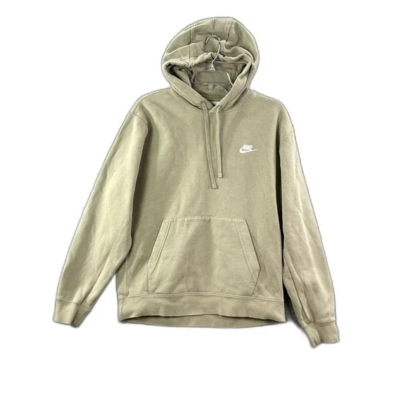 Nike Pullover Hoodie Mens Medium Olive Green Fleece Lined‎ Camping Outdoor Skate