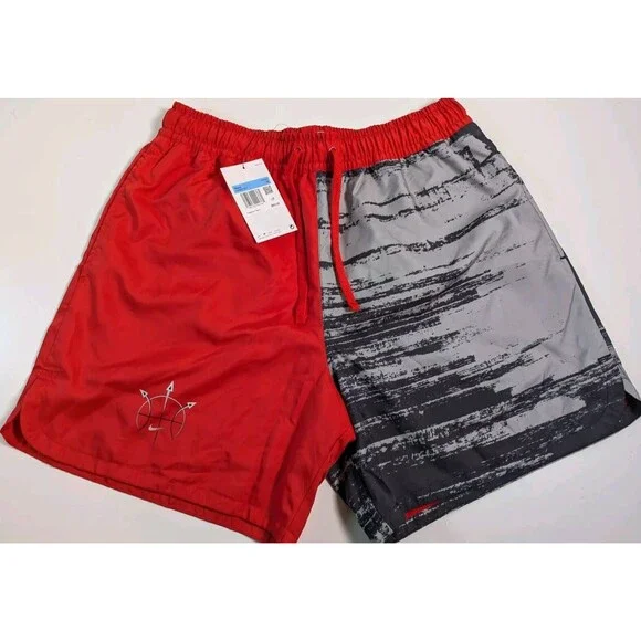 NWT NIKE Woven Flow Summer Hoop Shorts sz M Medium Red Anthracite Gray
