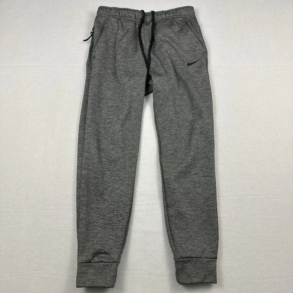 Nike Pants Men Medium Gray Solid Tapered Straight Leg Therma Fit Basketball M
