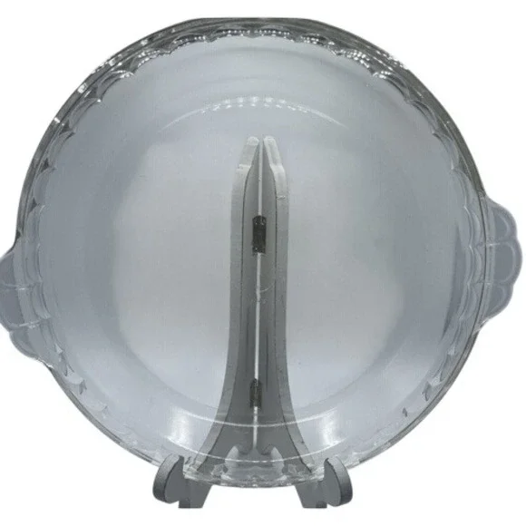 Vintage Pyrex‎ Clear Glass 9 Inch Pie Dish Scalloped Rim Tab Handles 209 Round