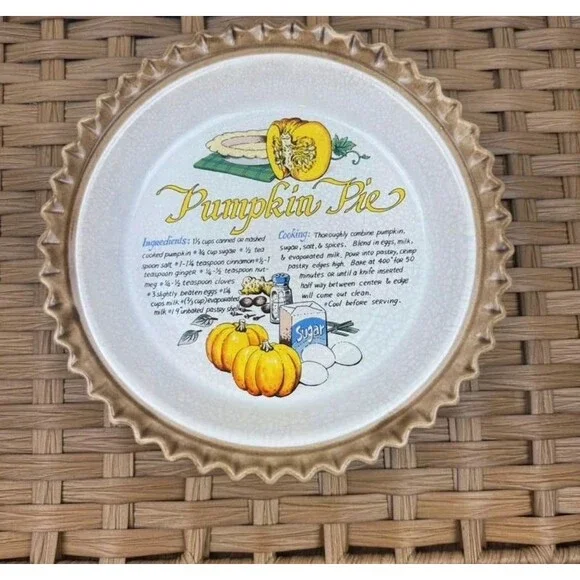 Vintage pumpkin pie recipe plate