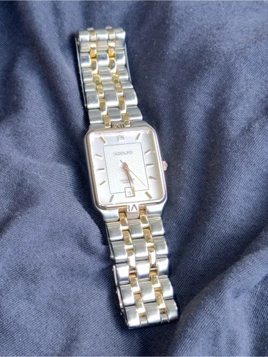 Adolfo Vintage Silver & Gold Square Dial Watch vintage great condition