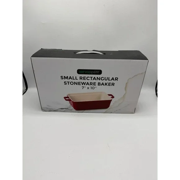 Servappetit Small Rectangular Stoneware Baker 7x10 Red Casserole Dish New