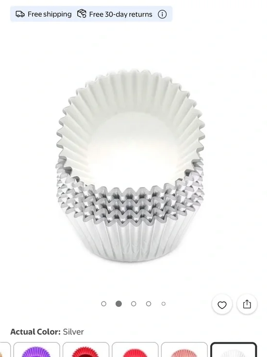 Silver Foil Cupcake Liners - Pack of Metallic Baking Cups